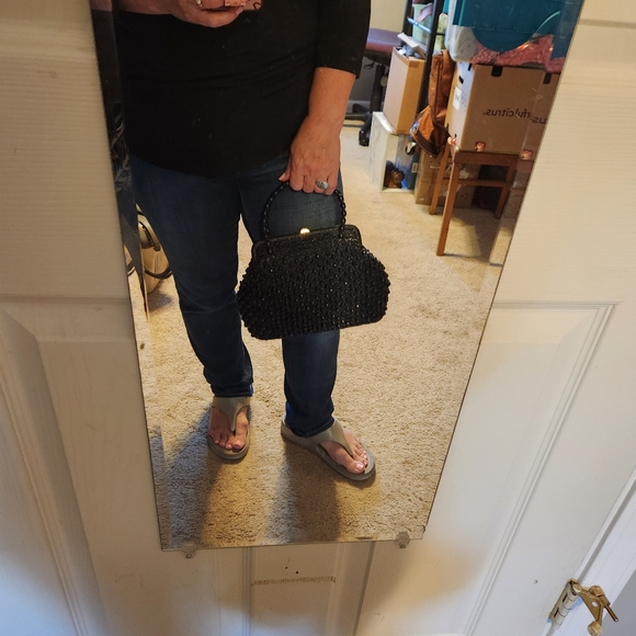 Dena of dallas vintage rafia straw beaded structured purse bag evc - Picture 15 of 16